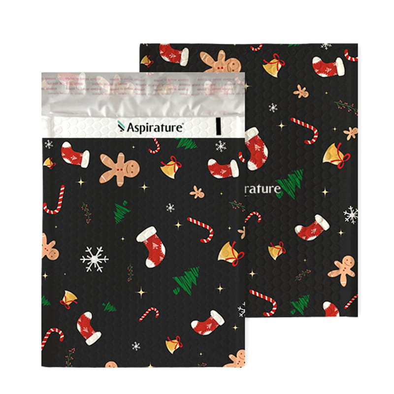Sobre de polietileno personalizable con estampado de pan de jengibre navideño Sobre de polietileno personalizable con estampado de pan de jengibre navideño