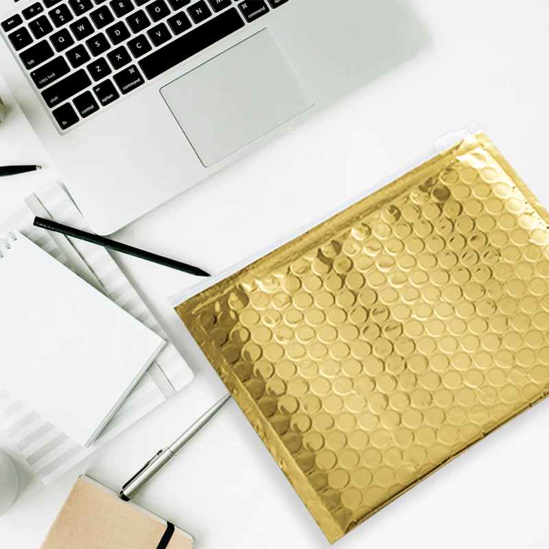 Bolsas de correo de burbujas con cremallera y película aluminizada de primera calidad